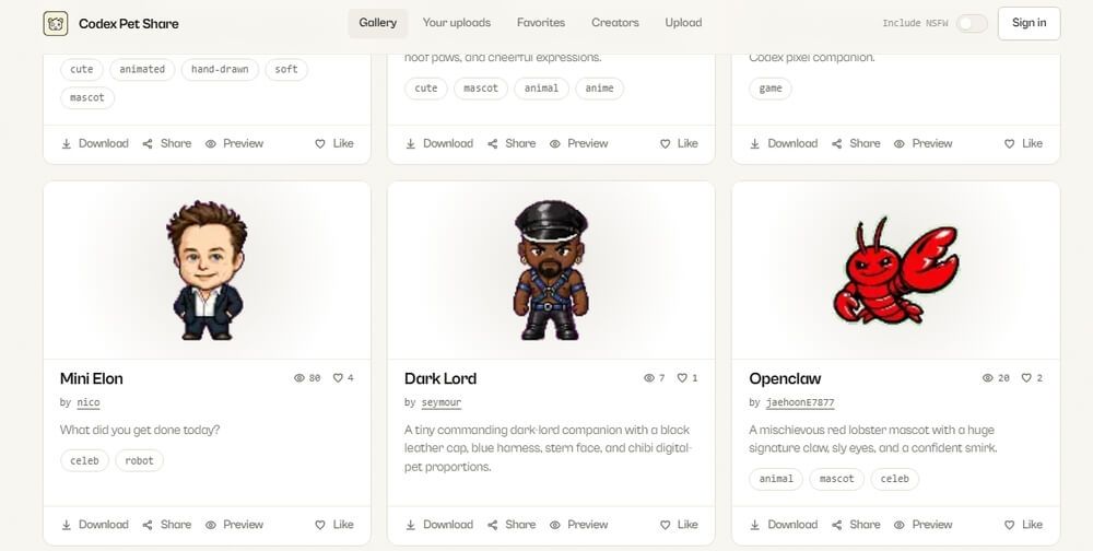 Mascotas digitales en OpenAI Codex