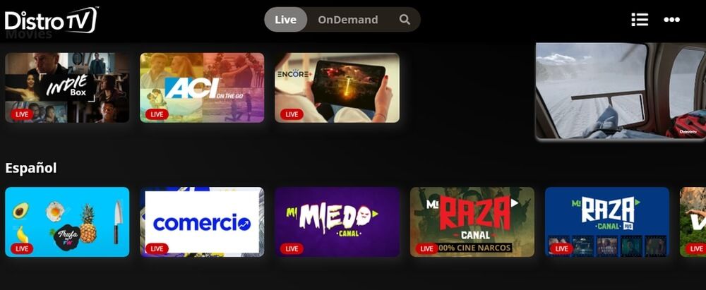 Canales en español en Distro TV
