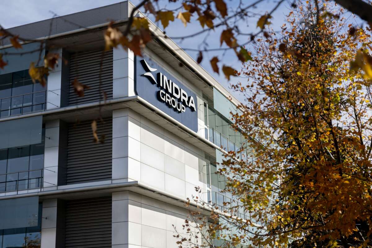 Archivo - Fachada de la sede de Indra, el 25 de noviembre de 2025, en Alcobendas, Madrid (España).