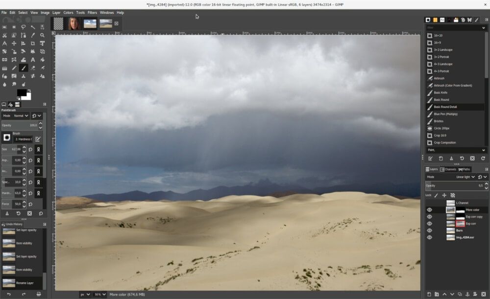 Interfaz del software Gimp
