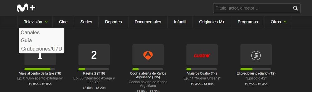 Mostrar menú TV Movistar Plus+