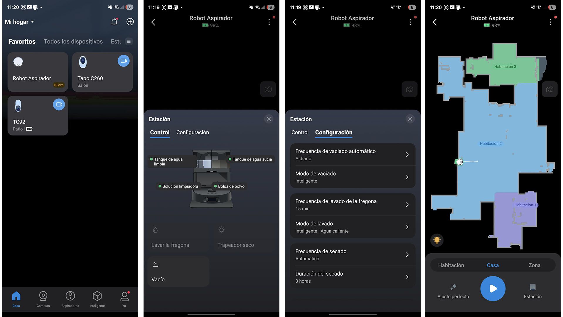 App Tapo con funciones del RV50 Pro Omni