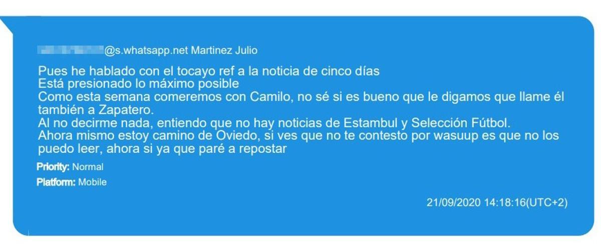 Mención a Zapatero cuando Julio Martínez Sola iba camino de Oviedo.