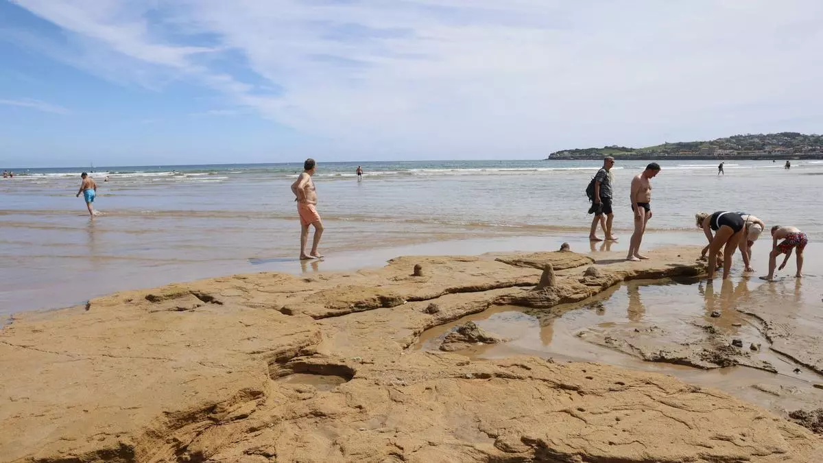 VIDEO: Una gran roca sorprende a bañistas en San Lorenzo: "nunca la habiamos visto"