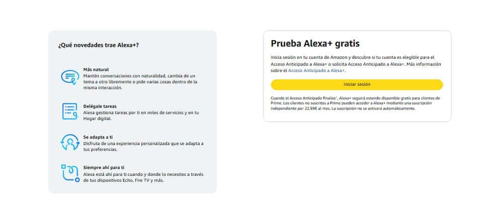 Registro del sitio web de Alexa+