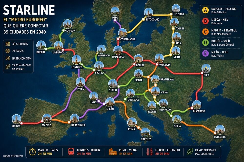 Mapa del proyecto de metro europeo