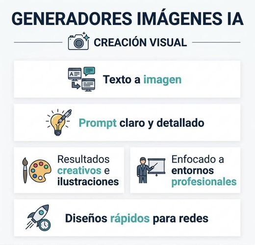 Esta infografía sobre AI Image Generator detalla conceptos como texto a imagen, consejos detallados, resultados creativos, uso profesional y diseño de redes sociales.
