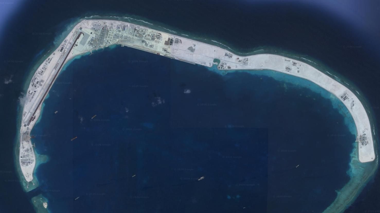 Foto satélite del arrecife de Travesura en el Parcelso.