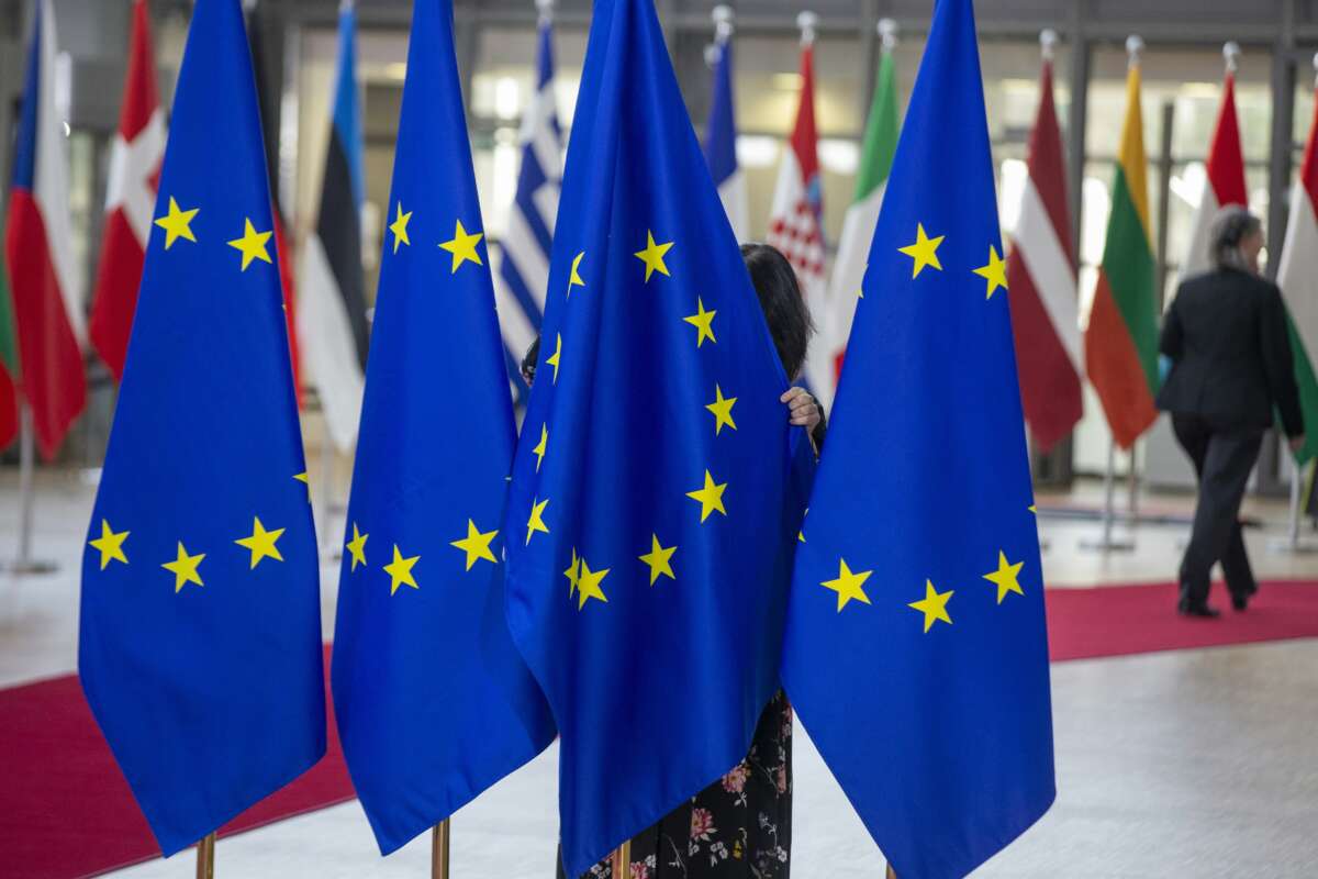 Banderas de la Unión Europea. Foto: EuropaPrensa.