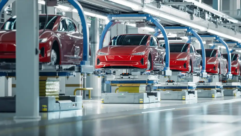 Línea de fabricación de coches eléctricos.