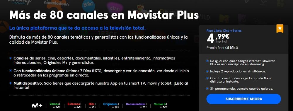 Canales de televisión en Movistar Plus