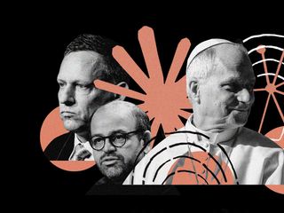 El fundador de PayPal, Peter Thiel, y fray Paolo Benanti, asesor de inteligencia artificial de León XIV.