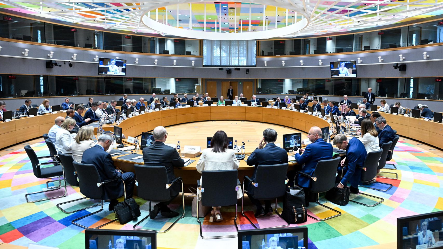 Los ministros de Asuntos Exteriores de la UE, durante la reunión de este lunes en Bruselas