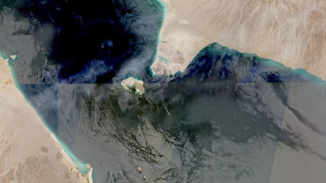 Una imagen de satélite muestra el estrecho de Bab el-Mandeb.