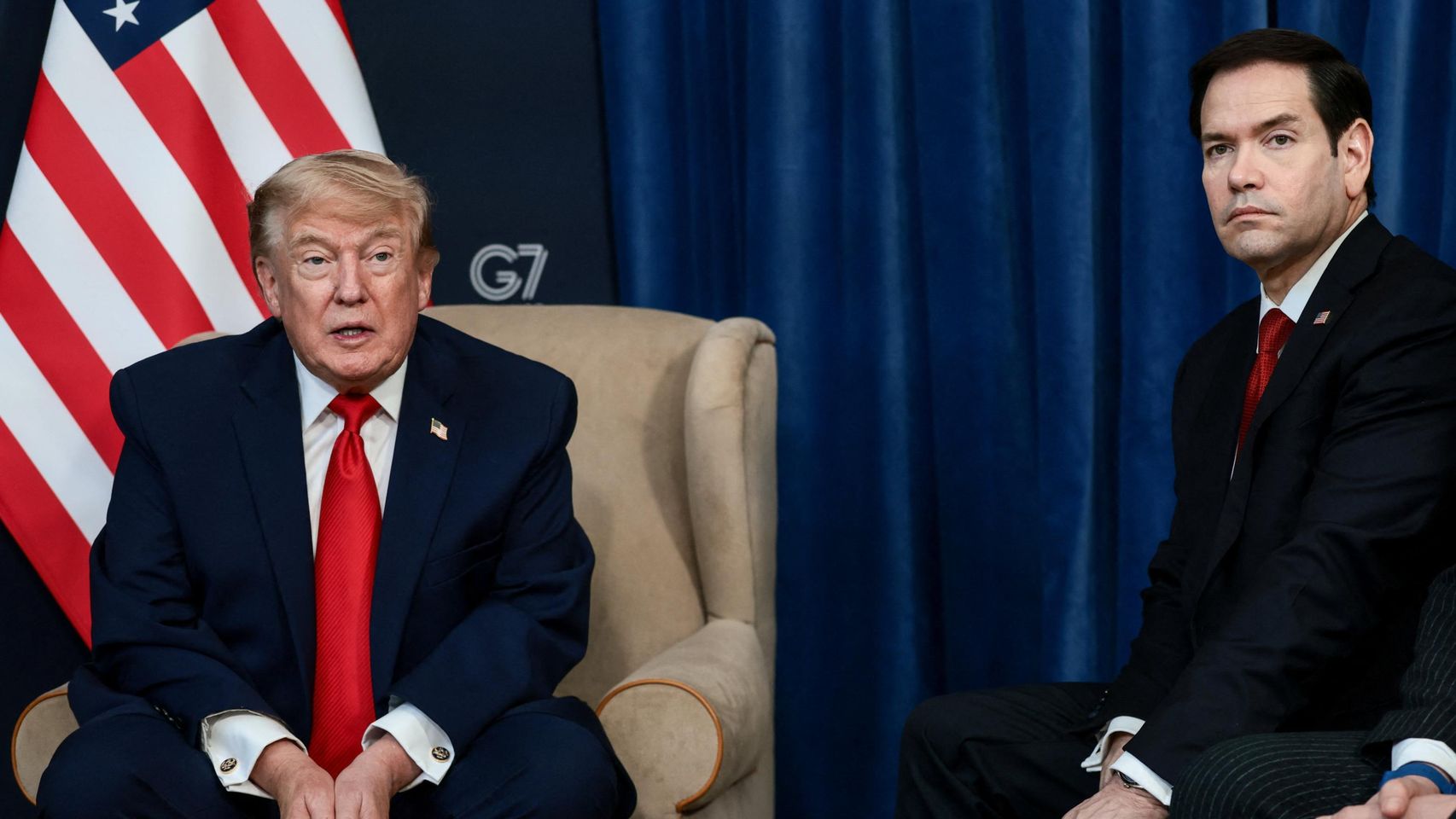 Donald Trump, Marco Rubio y Scott Bessent en el G7