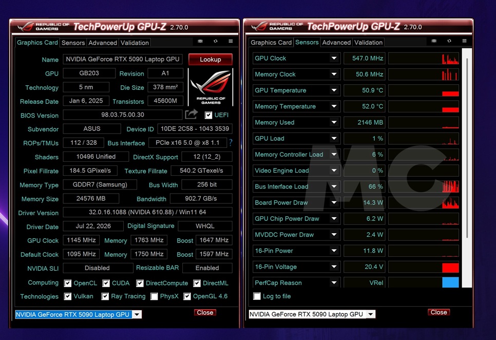 ASUS ROG Zephyrus Duo 2026 GPUZ